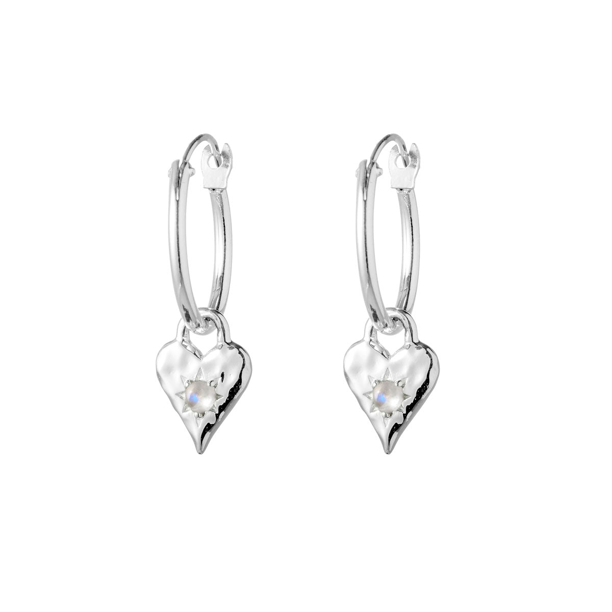 Love Heart Moonstone Hoops