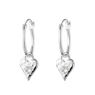Love Heart Moonstone Hoops