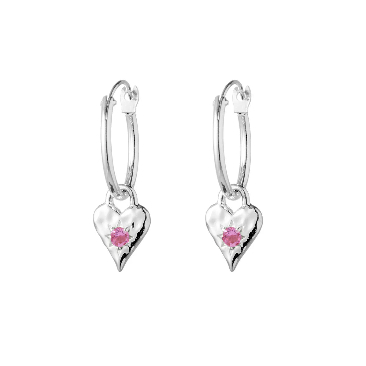 Love Heart Pink Tourmaline Hoops