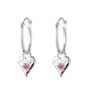 Love Heart Pink Tourmaline Hoops