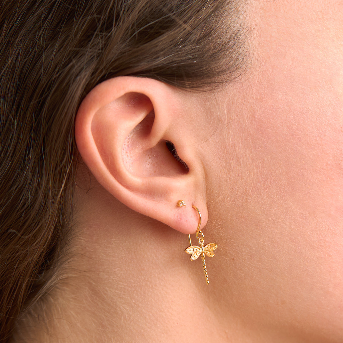 Wild Dragonfly Gold Earrings