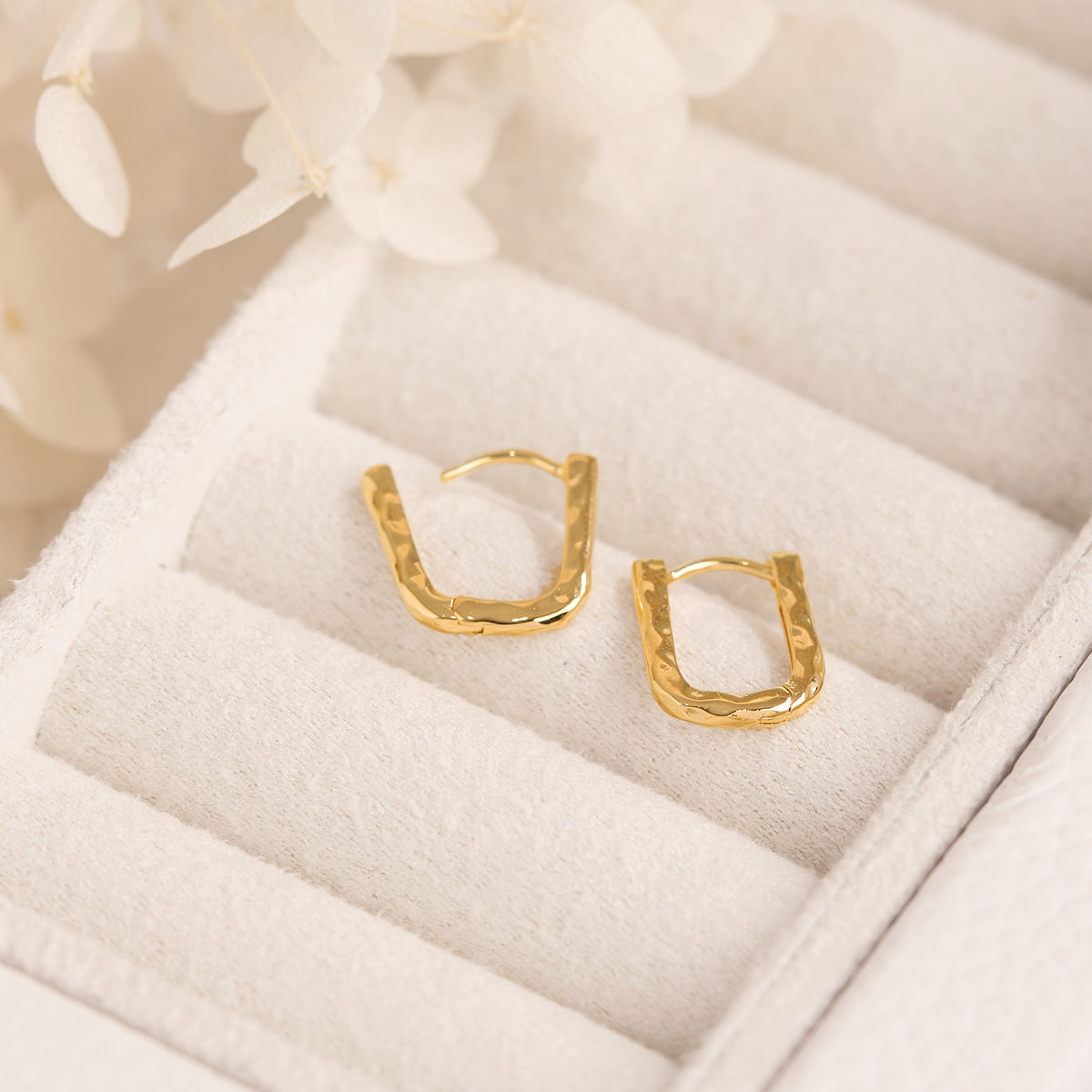 Delicate Eternity Textured Huggies Small Gold