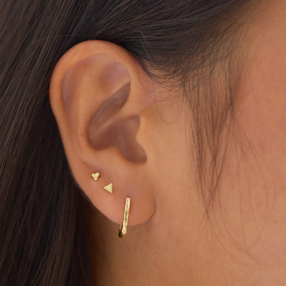 Delicate Eternity Textured Huggies Small Gold