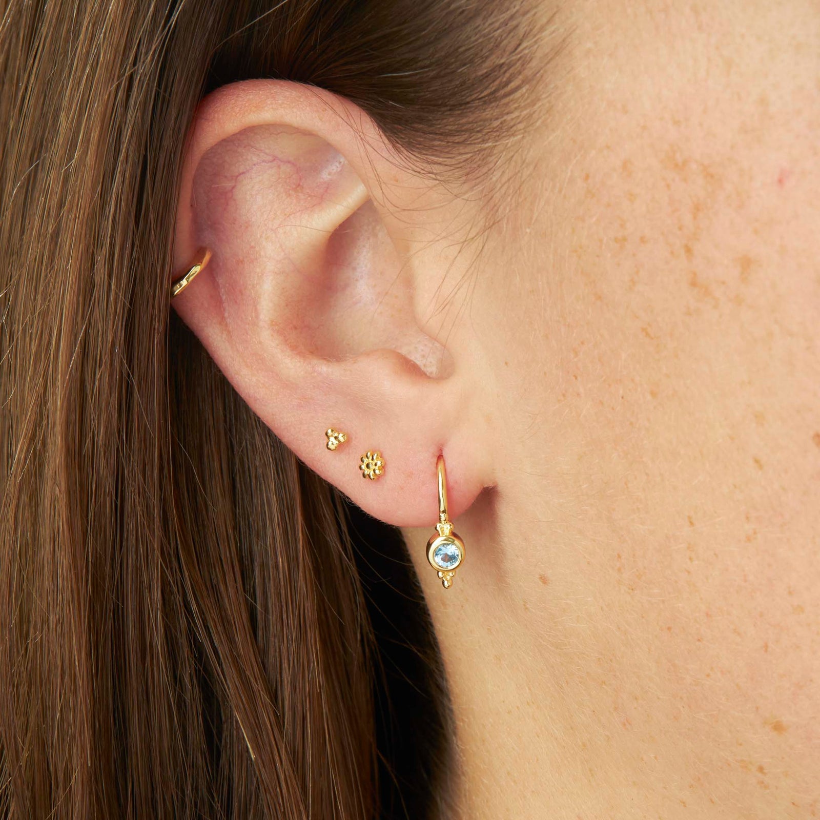 Glisten Blue Topaz Earrings Gold