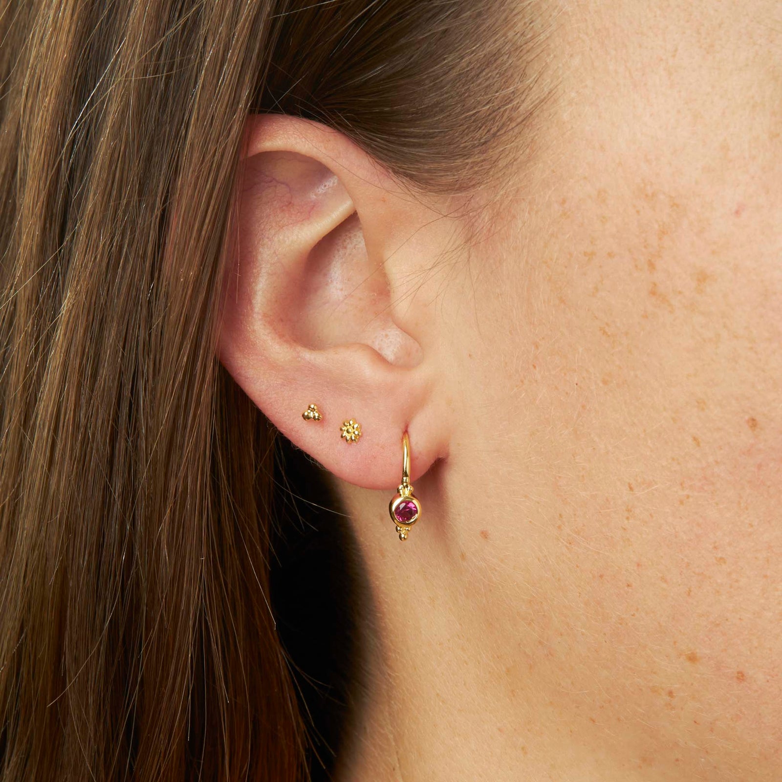 Glisten Ruby Earrings Gold