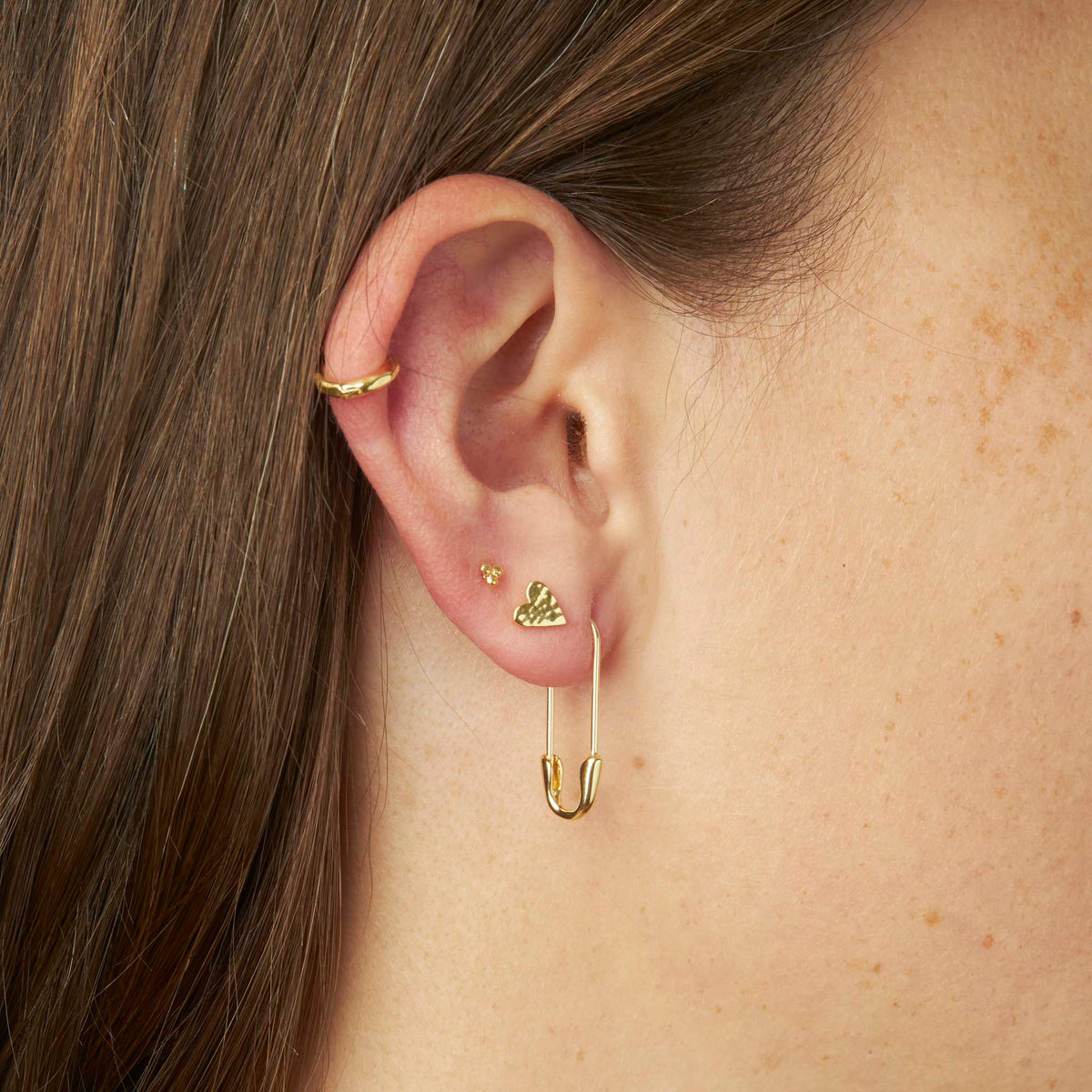 Safety Pin Earrings Gold