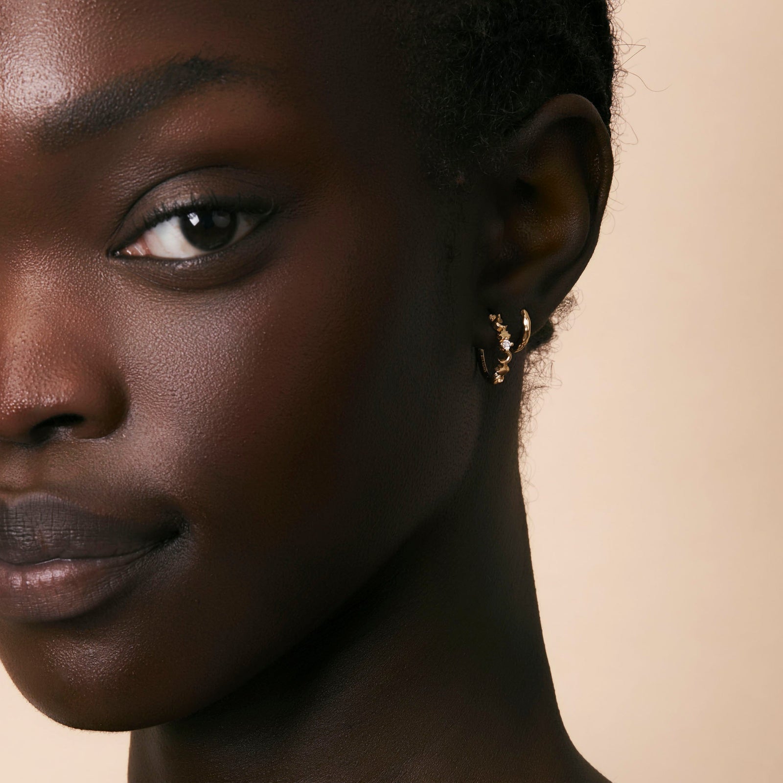 Night Glow Cubic Zirconia Huggies Gold