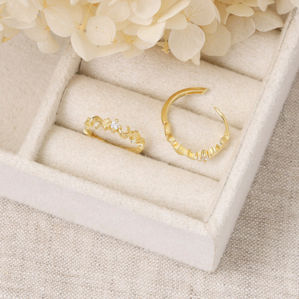 Night Glow Cubic Zirconia Huggies Gold