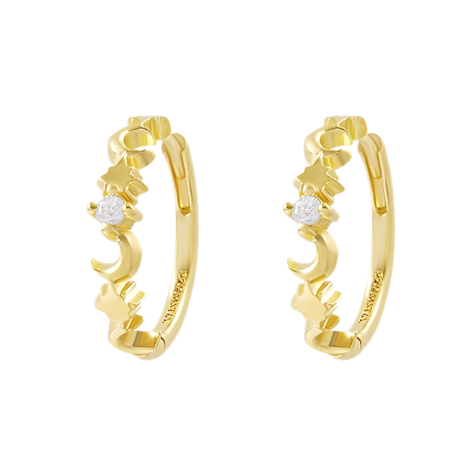 Night Glow Cubic Zirconia Huggies Gold