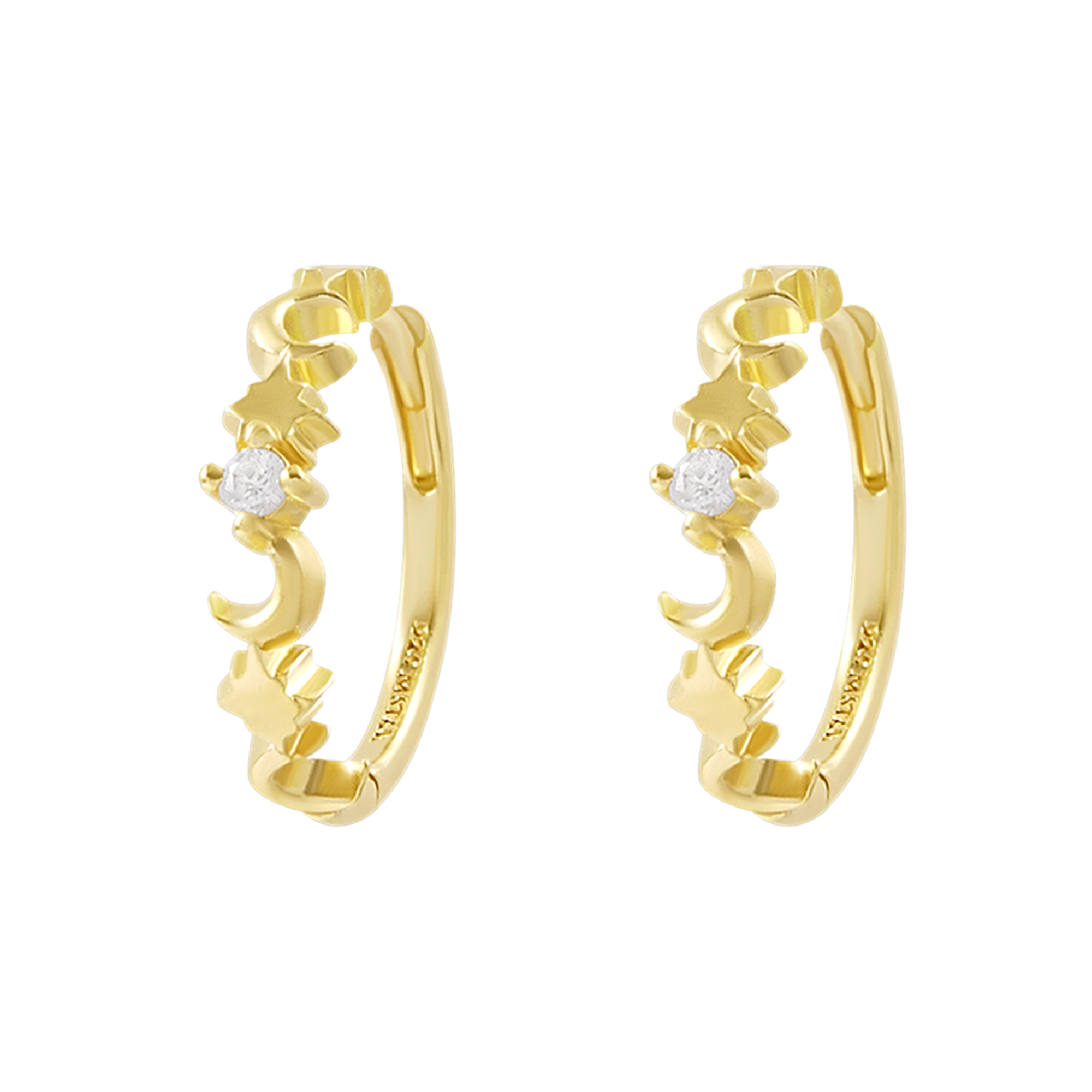 Night Glow Cubic Zirconia Huggies Gold