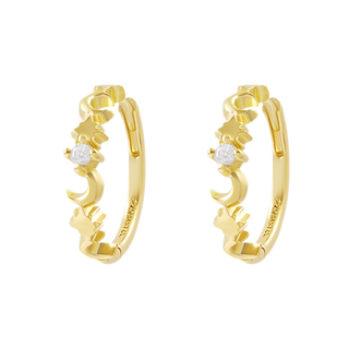 Night Glow Cubic Zirconia Huggies Gold