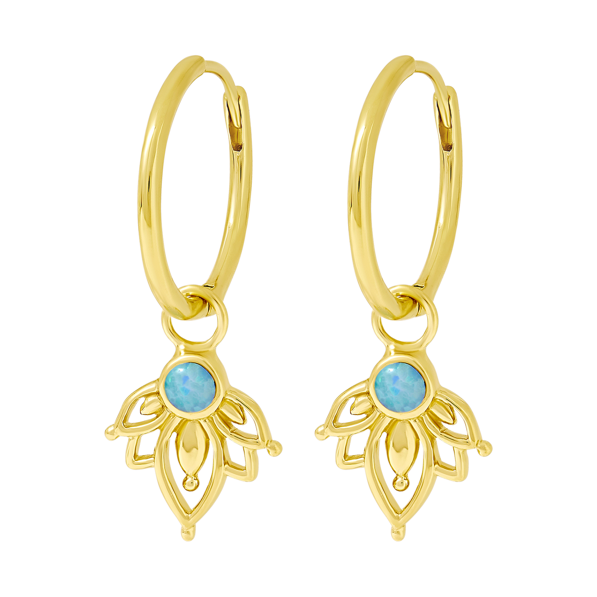 Lotus Azure Opal Huggies Gold