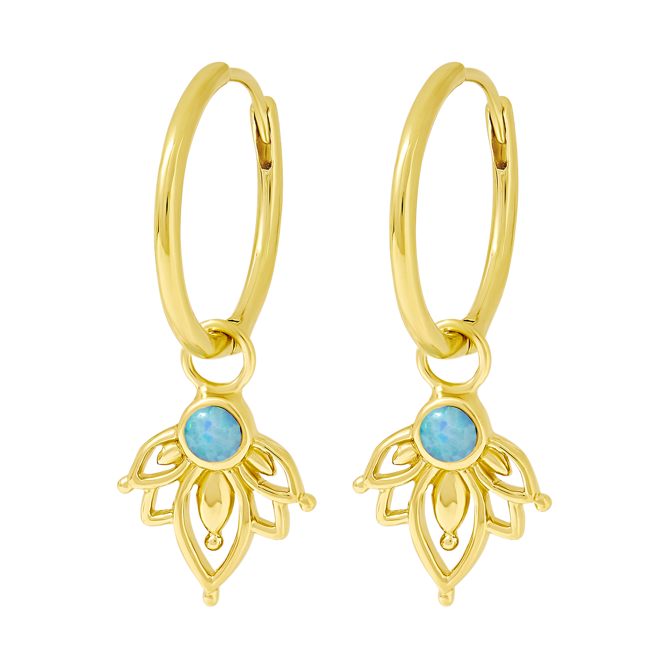 Lotus Azure Opal Huggies Gold