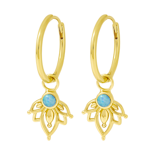 Lotus Azure Opal Huggies Gold