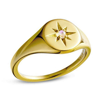 Enchanted Light Moonstone Signet Gold Ring - 5