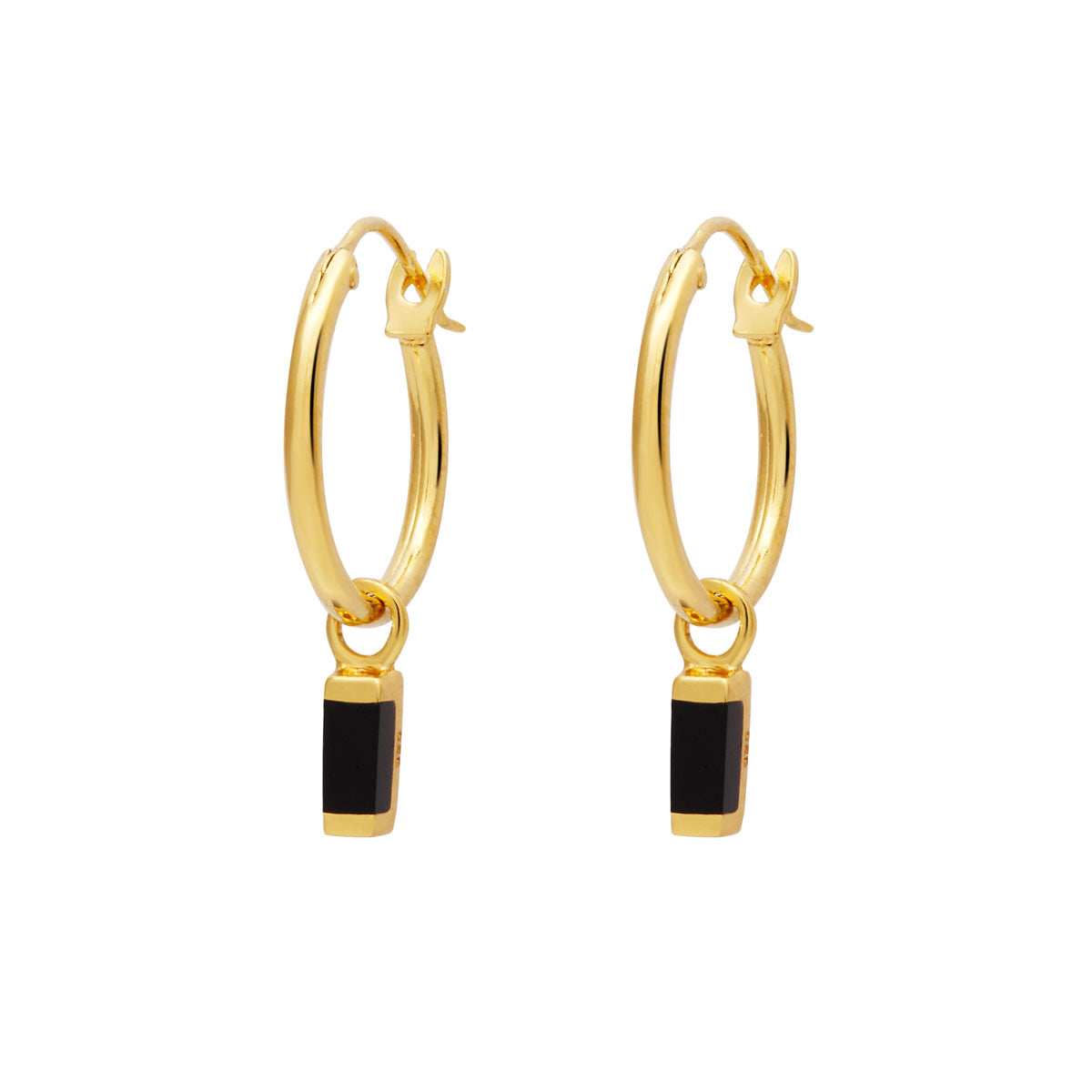 Lumen Onyx Hoops Gold
