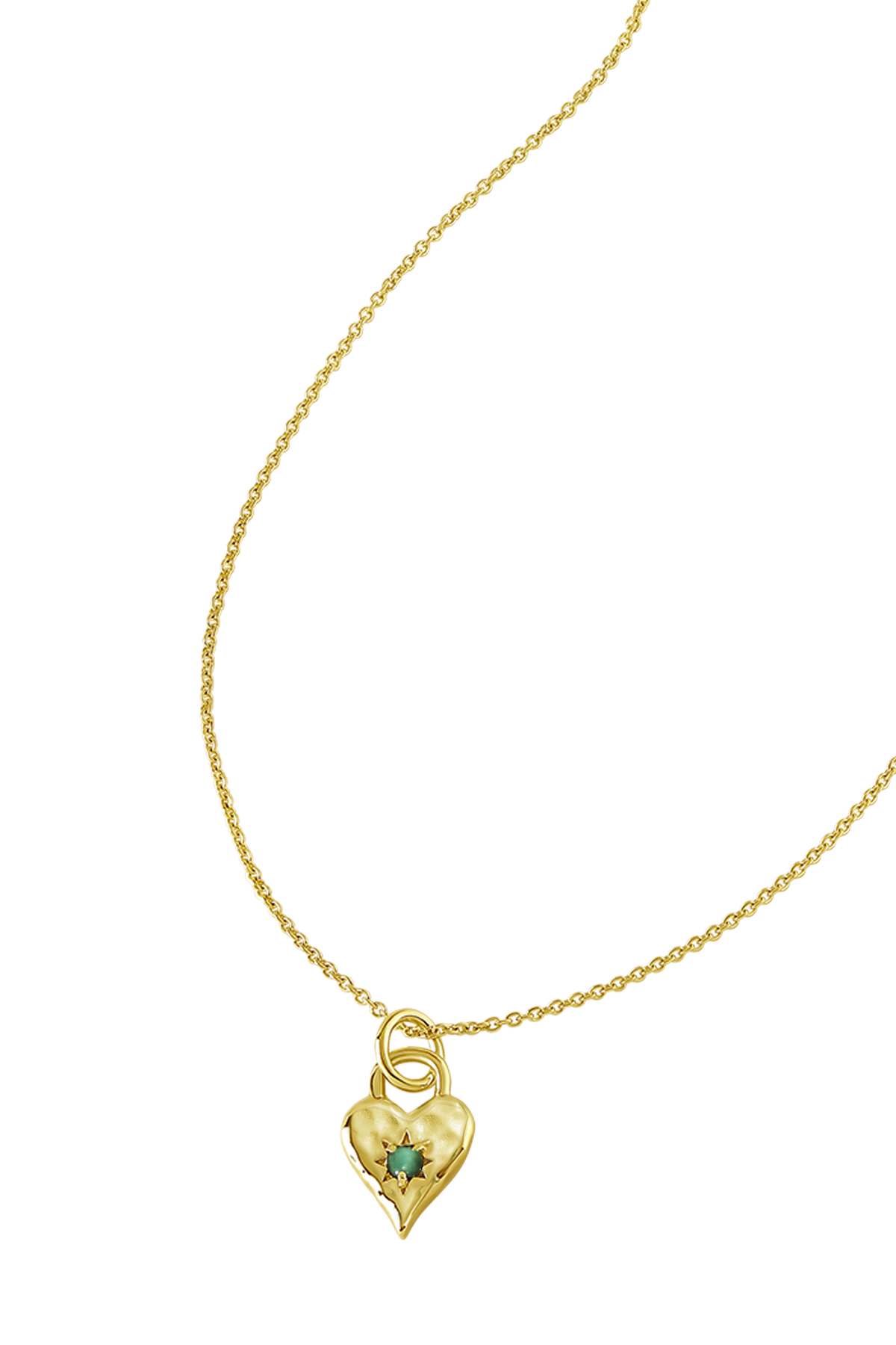 Love Heart Green Onyx Necklace 18K Gold