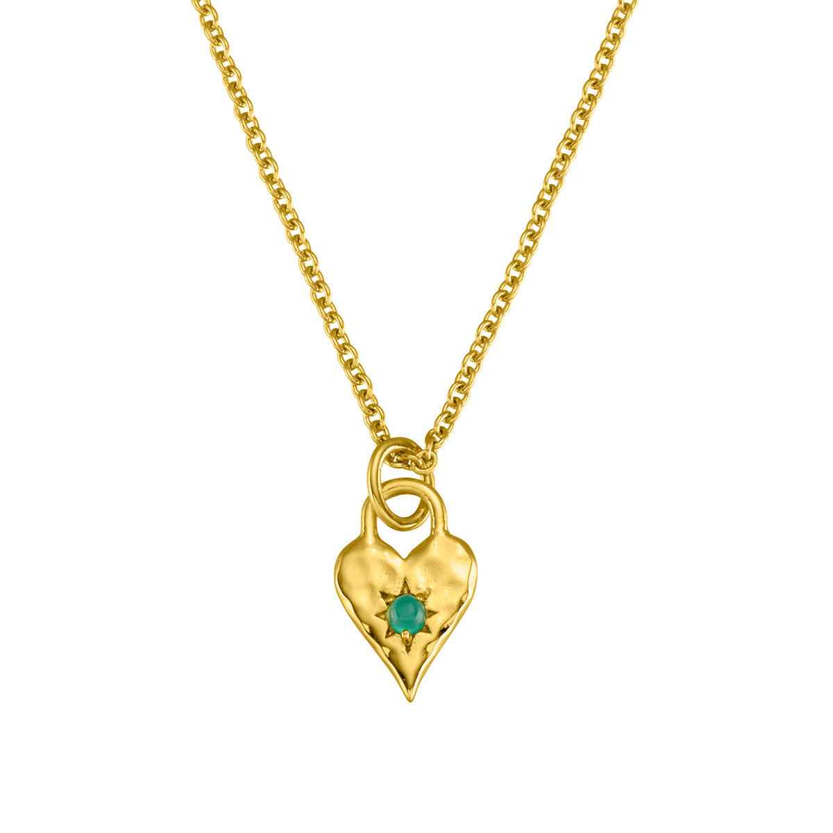 Love Heart Green Onyx Necklace 18K Gold