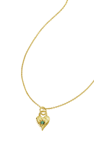 Love Heart Green Onyx Necklace 18K Gold