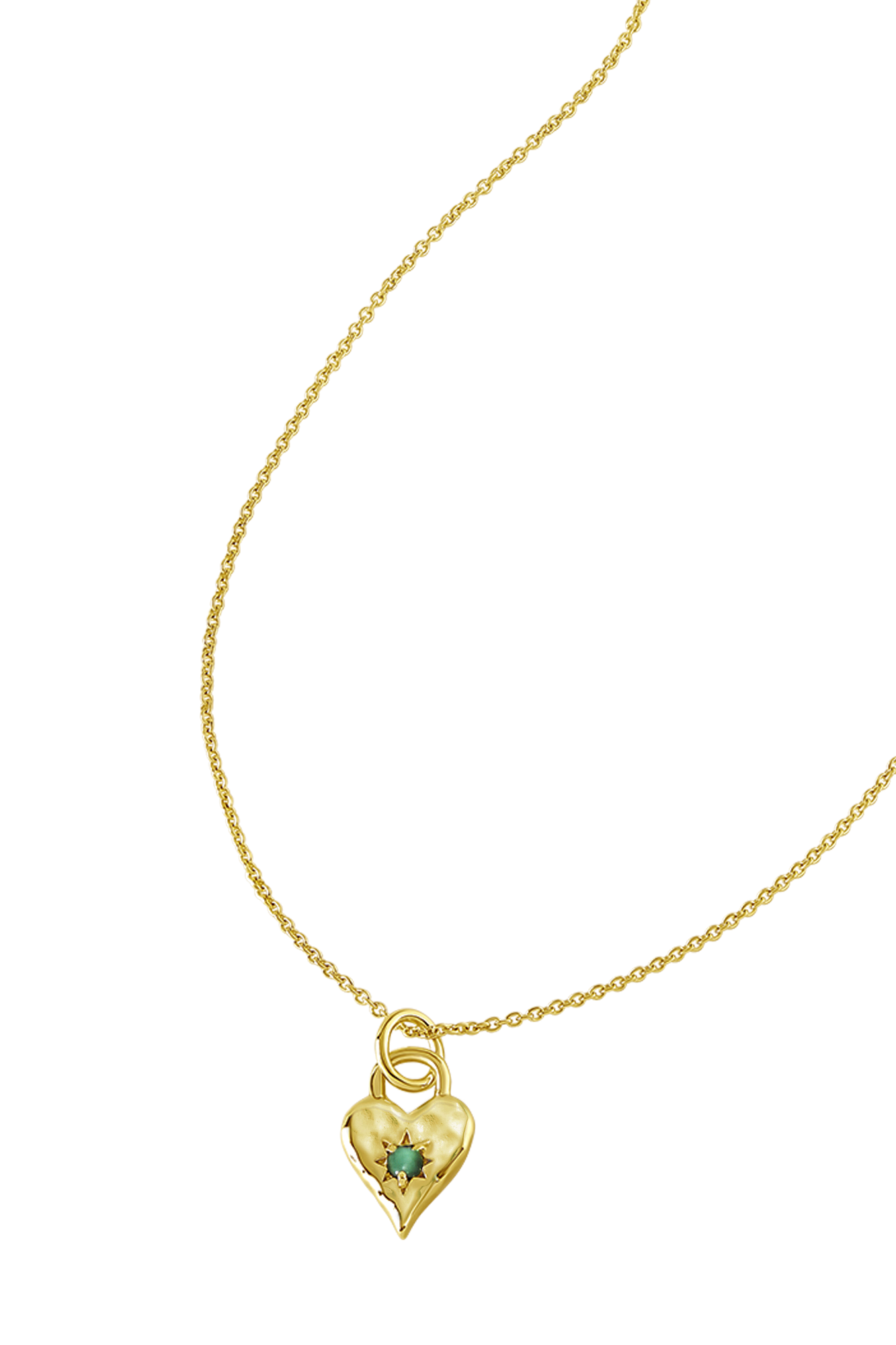 Love Heart Green Onyx Necklace 14K Gold