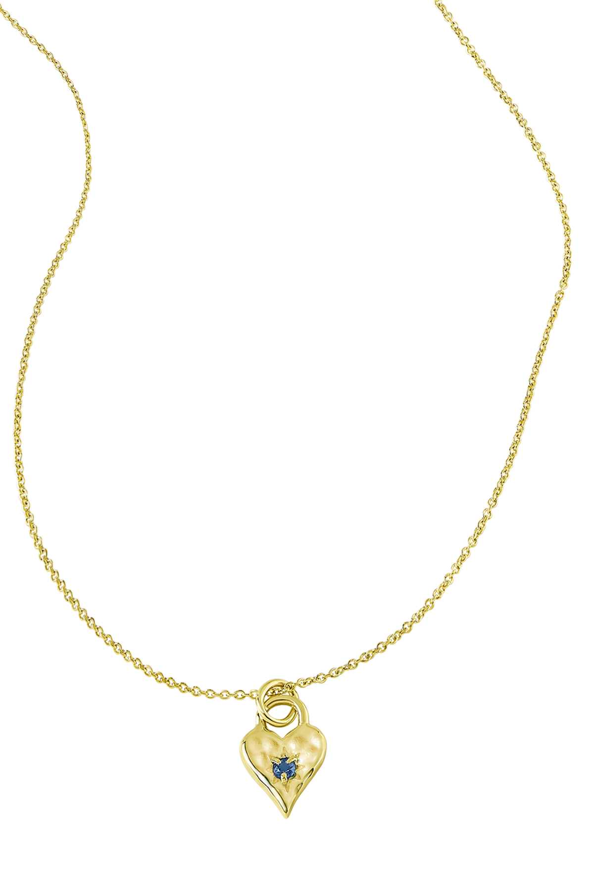 Love Heart Blue Topaz Necklace 18K Gold