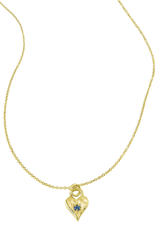 Love Heart Blue Topaz Necklace Gold