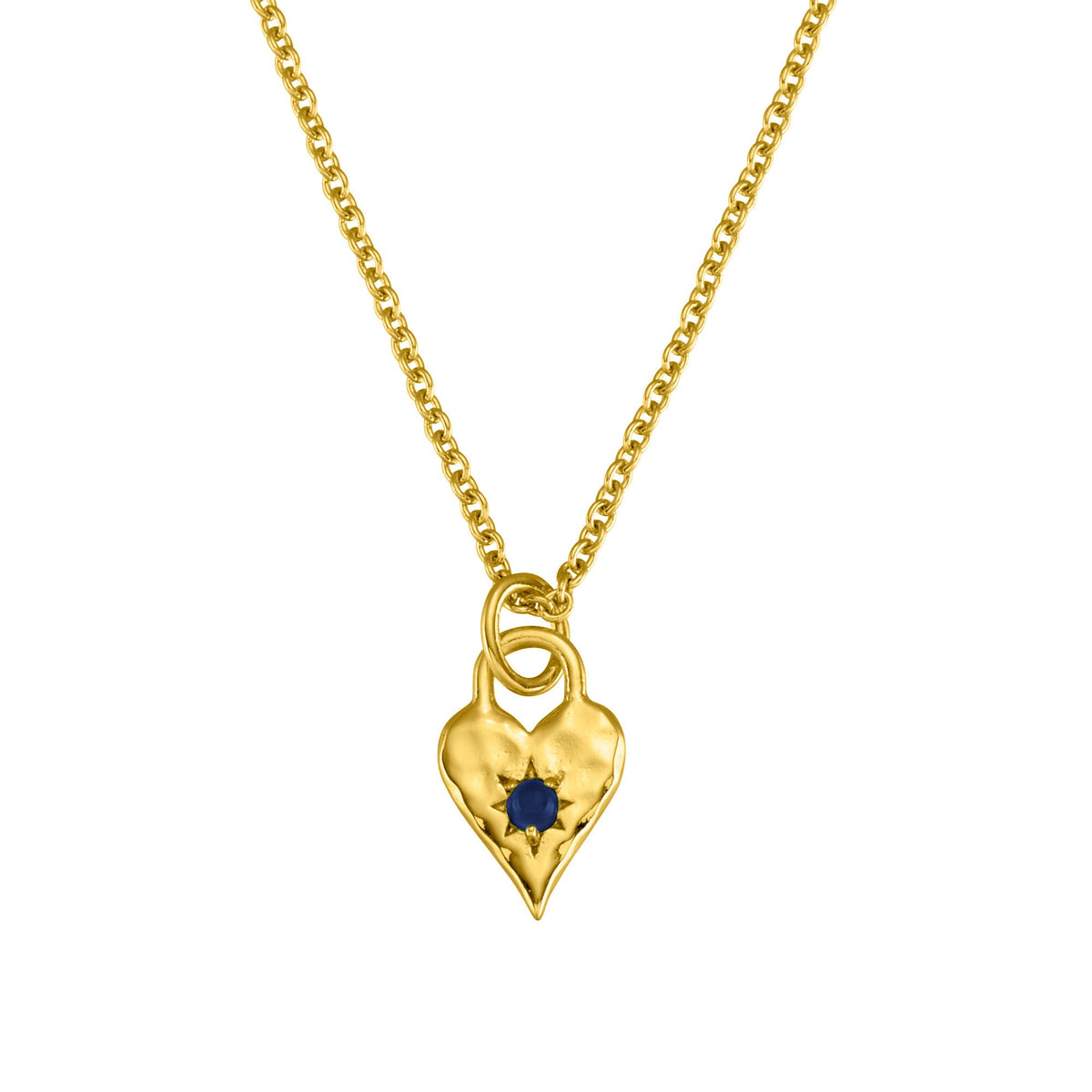 Love Heart Blue Topaz Necklace 18K Gold