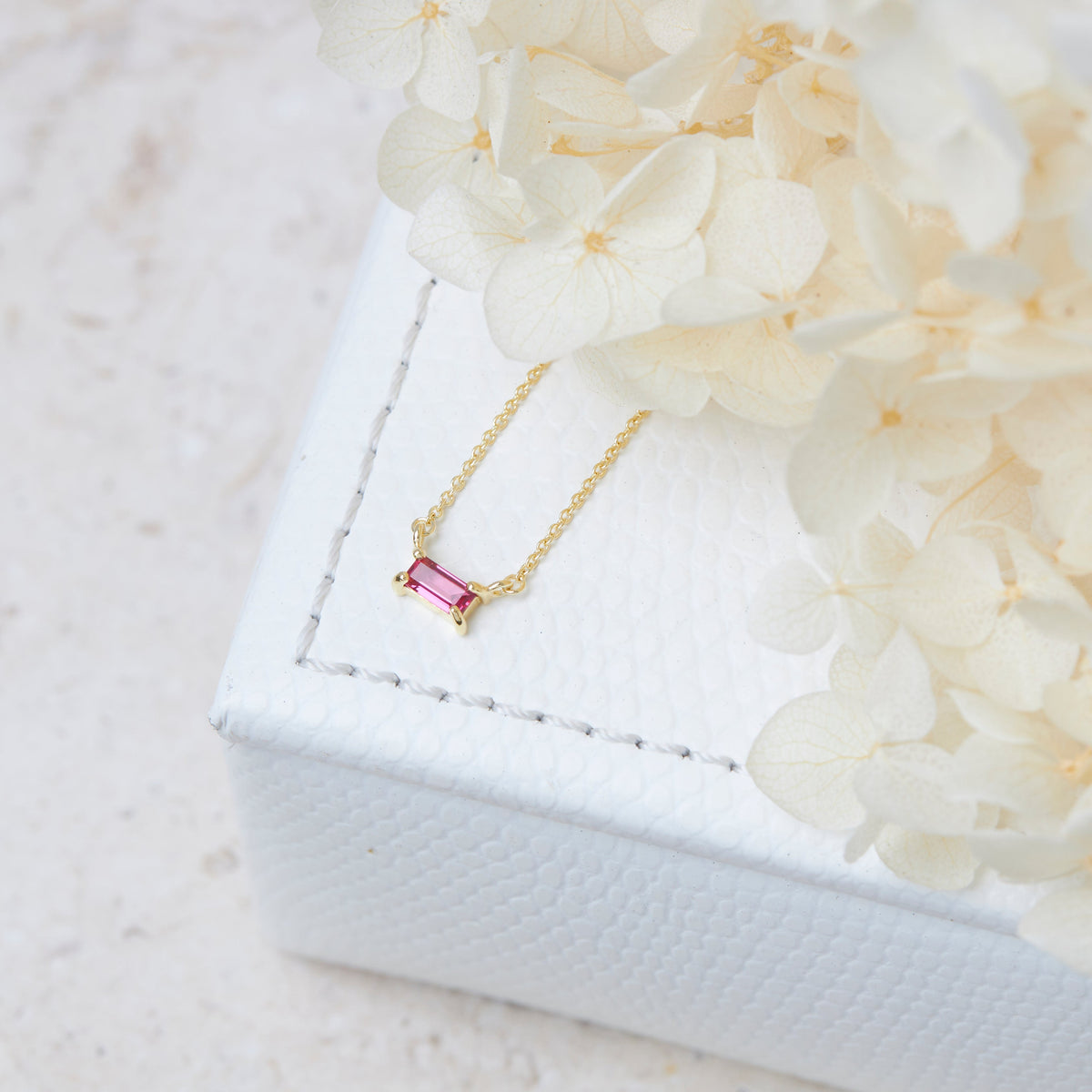 Lumen Baguette Ruby Necklace Gold