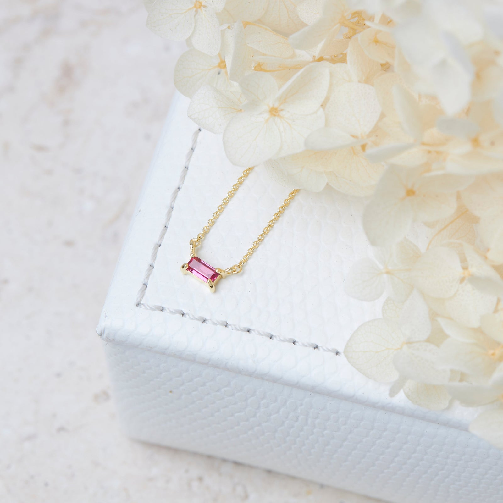 Lumen Baguette Ruby Necklace Gold