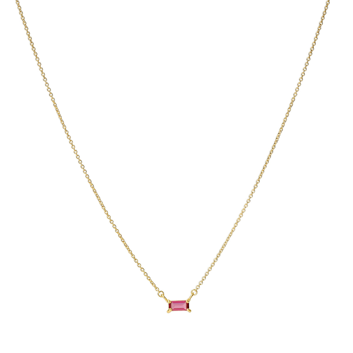 Lumen Baguette Ruby Necklace Gold