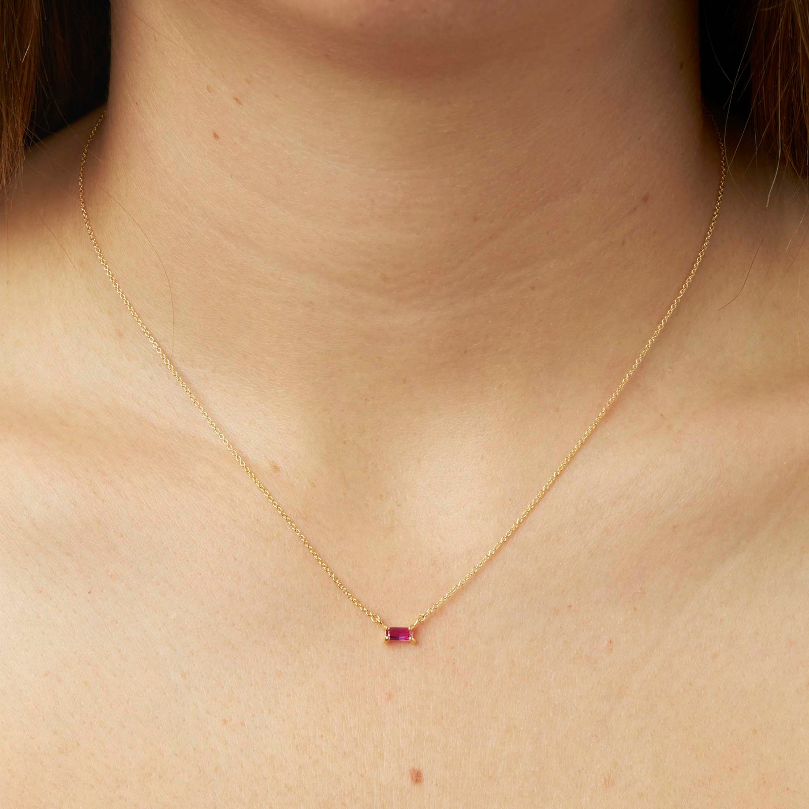 Lumen Baguette Ruby Necklace Gold