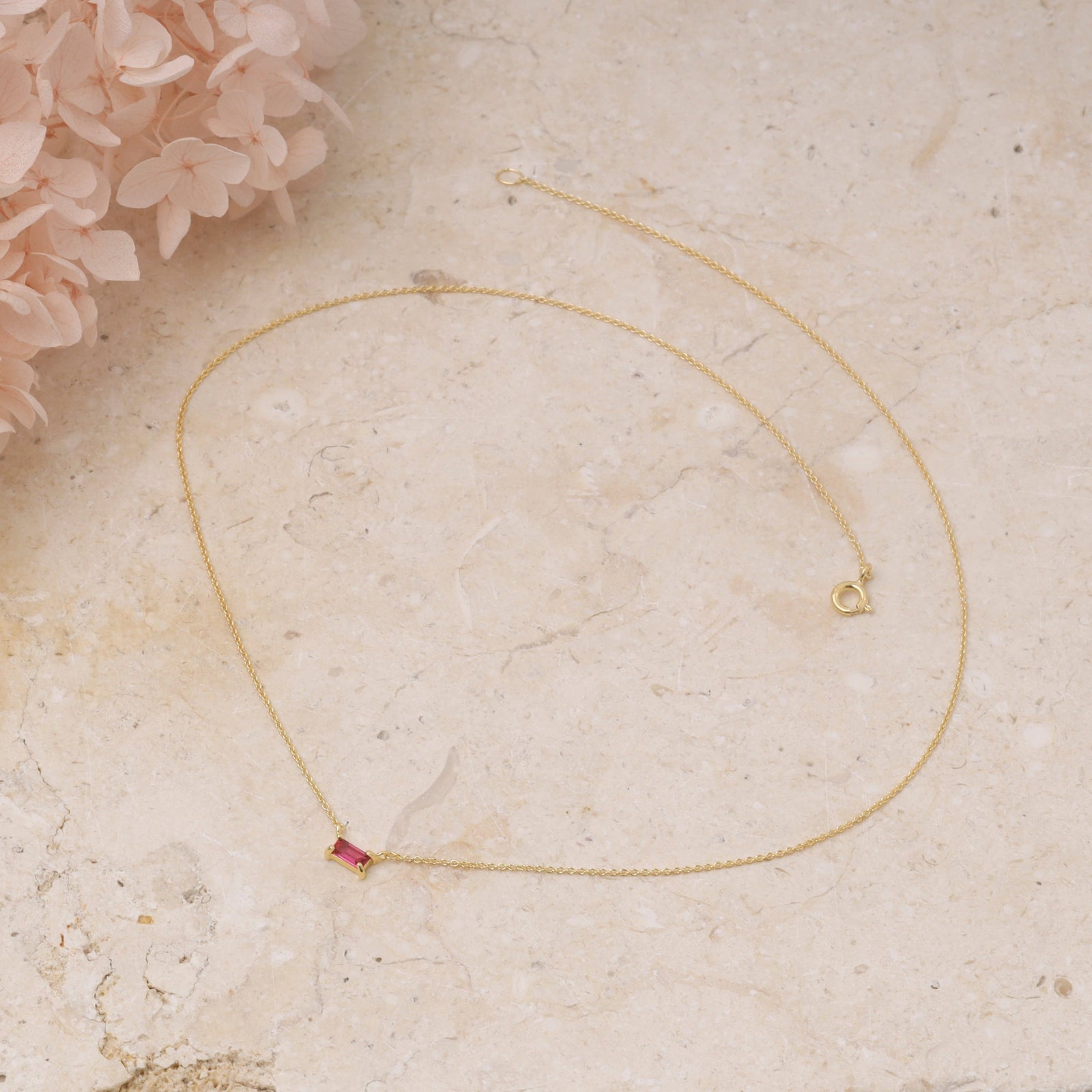 Lumen Baguette Ruby Necklace Gold