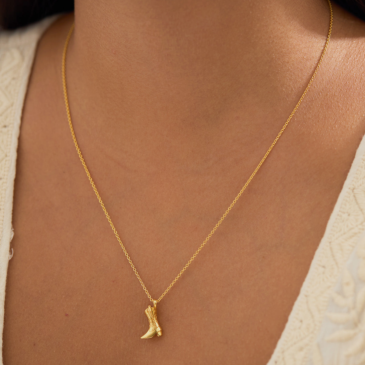 Cowgirl Boot Neck Charm Gold