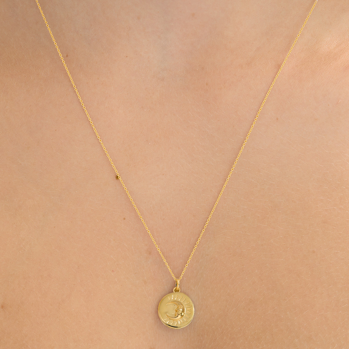 Sun and Moon Tarot Neck Charm Gold