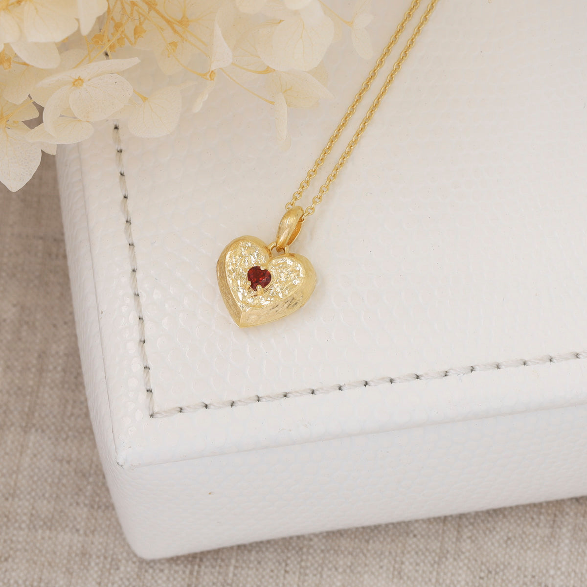 Eternal Love Garnet Locket Gold