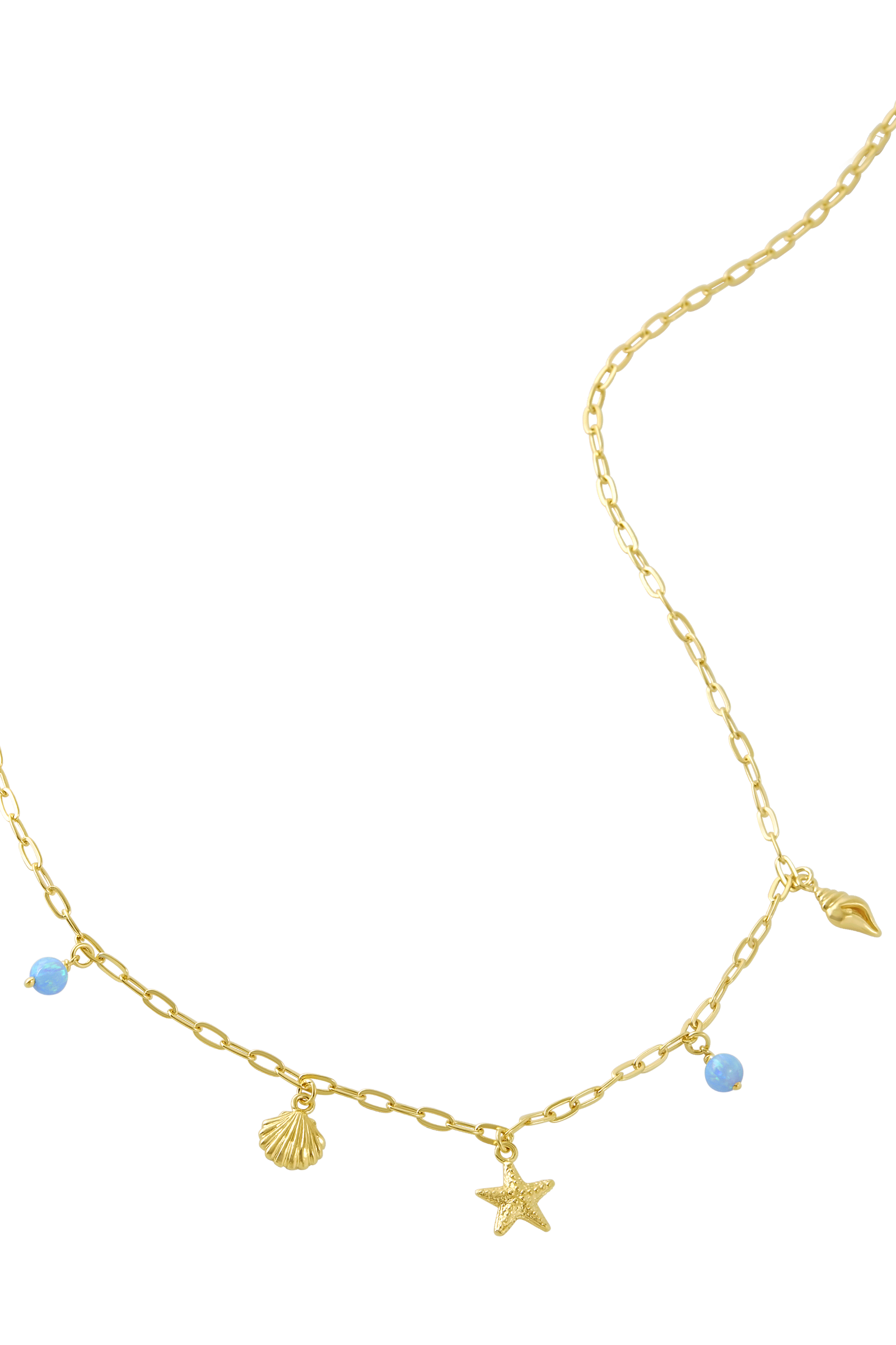 Oceanic Charm Azure Opal Necklace Gold