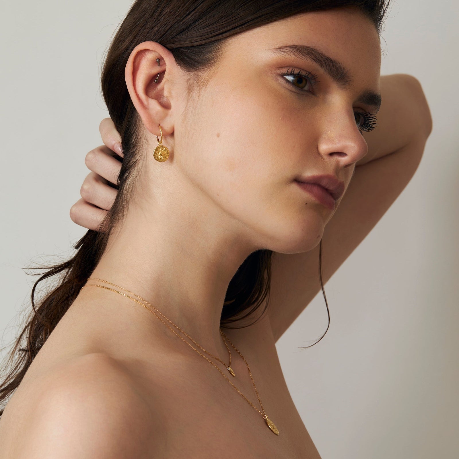 Helios Blue Topaz Huggies Gold