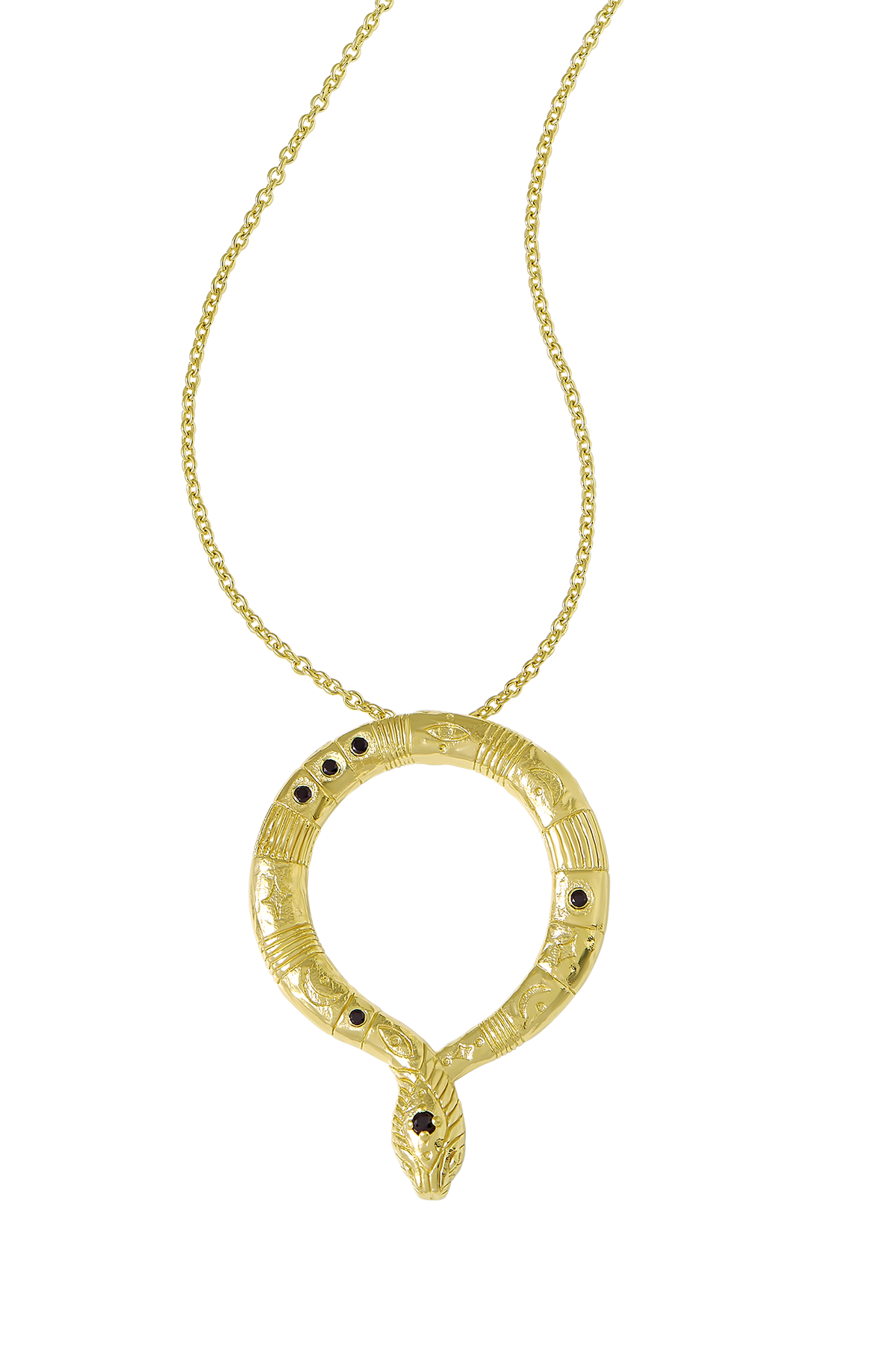 Lunara Serpent Black Spinel Necklace Gold