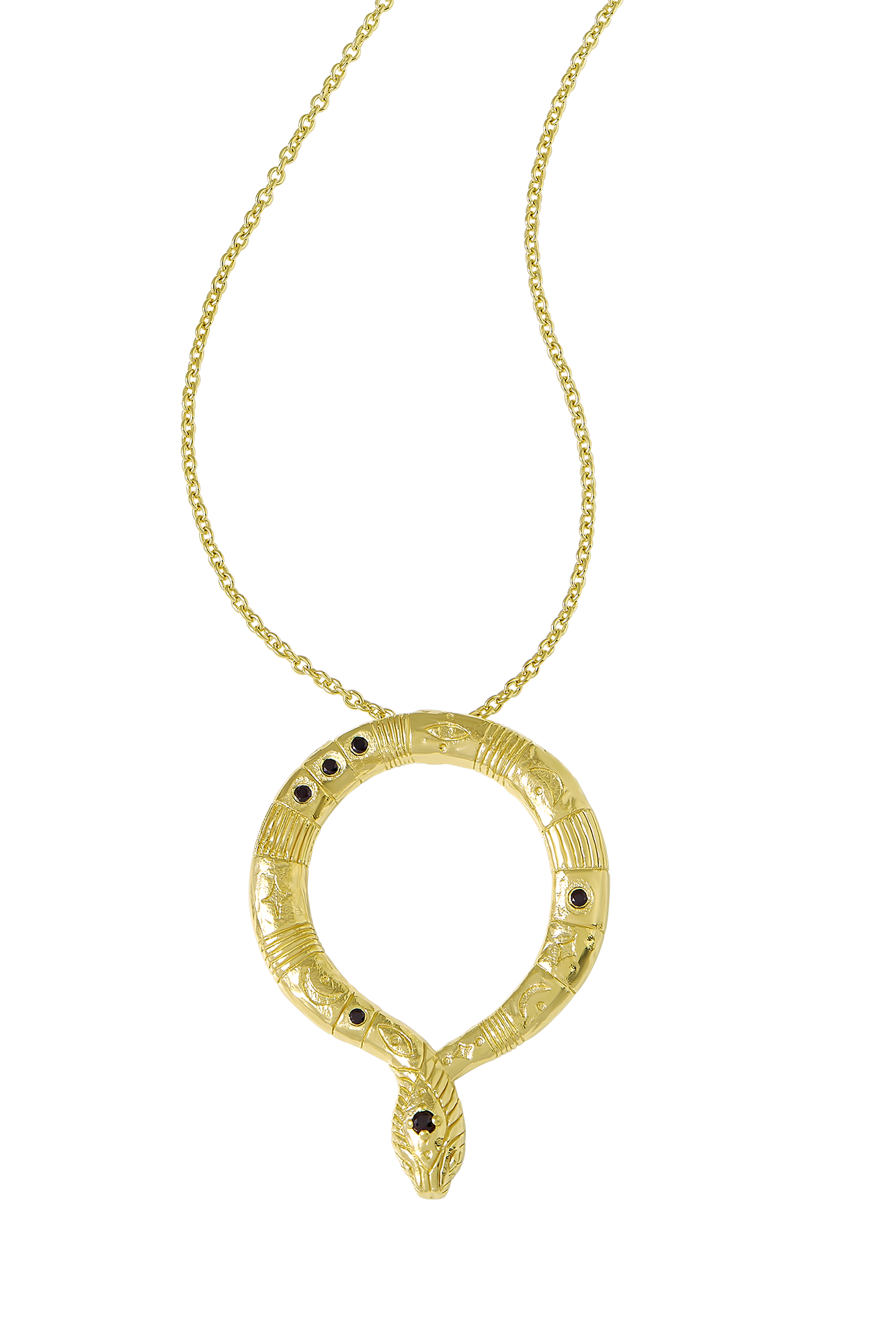 Lunara Serpent Black Spinel Necklace Gold