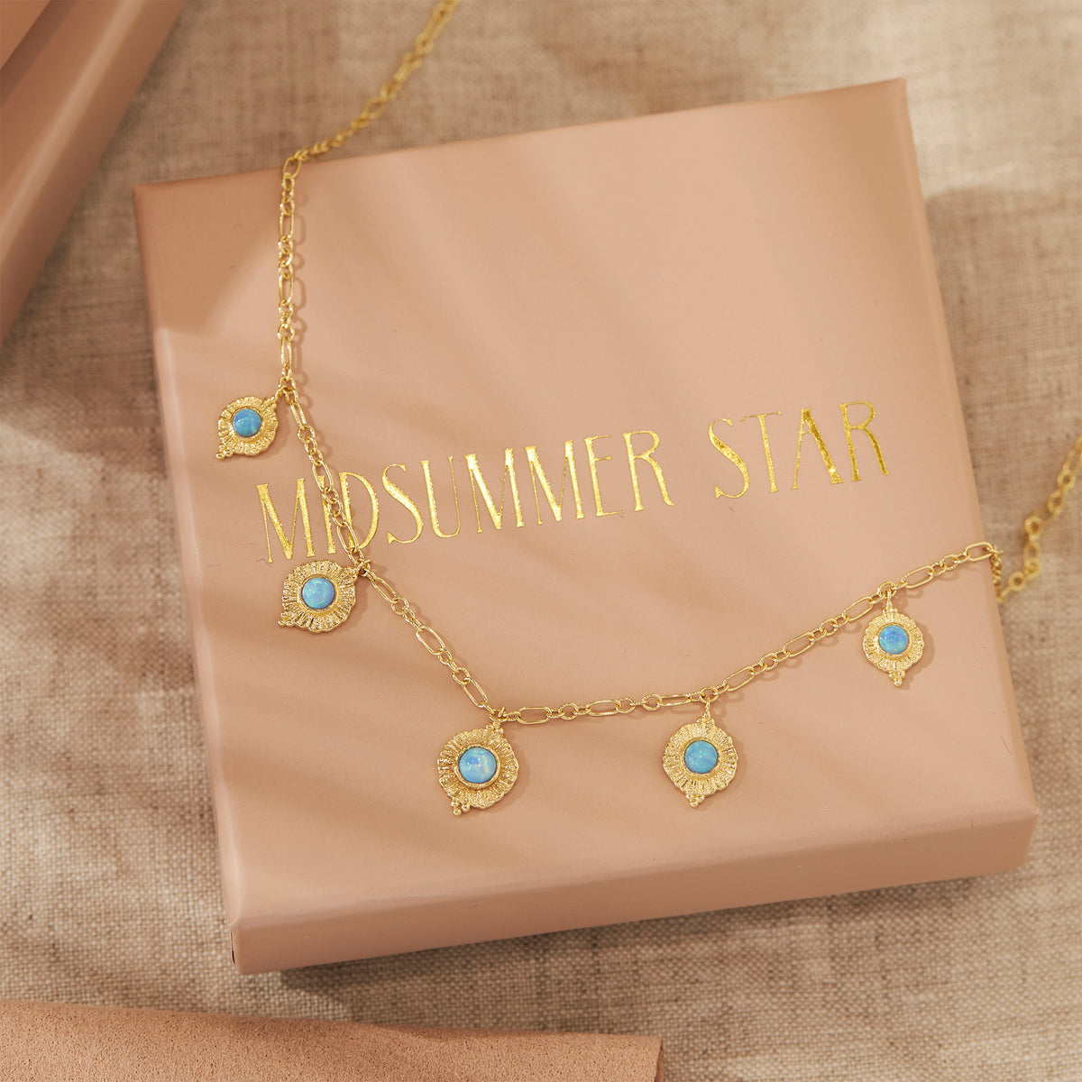 Dreamy Veya Azure Opal Necklace Gold