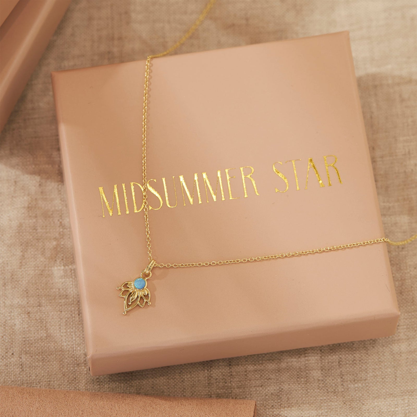 Lotus Azure Opal Necklace Gold