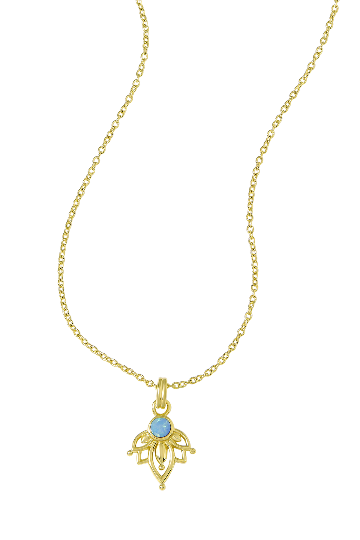 Lotus Azure Opal Necklace Gold