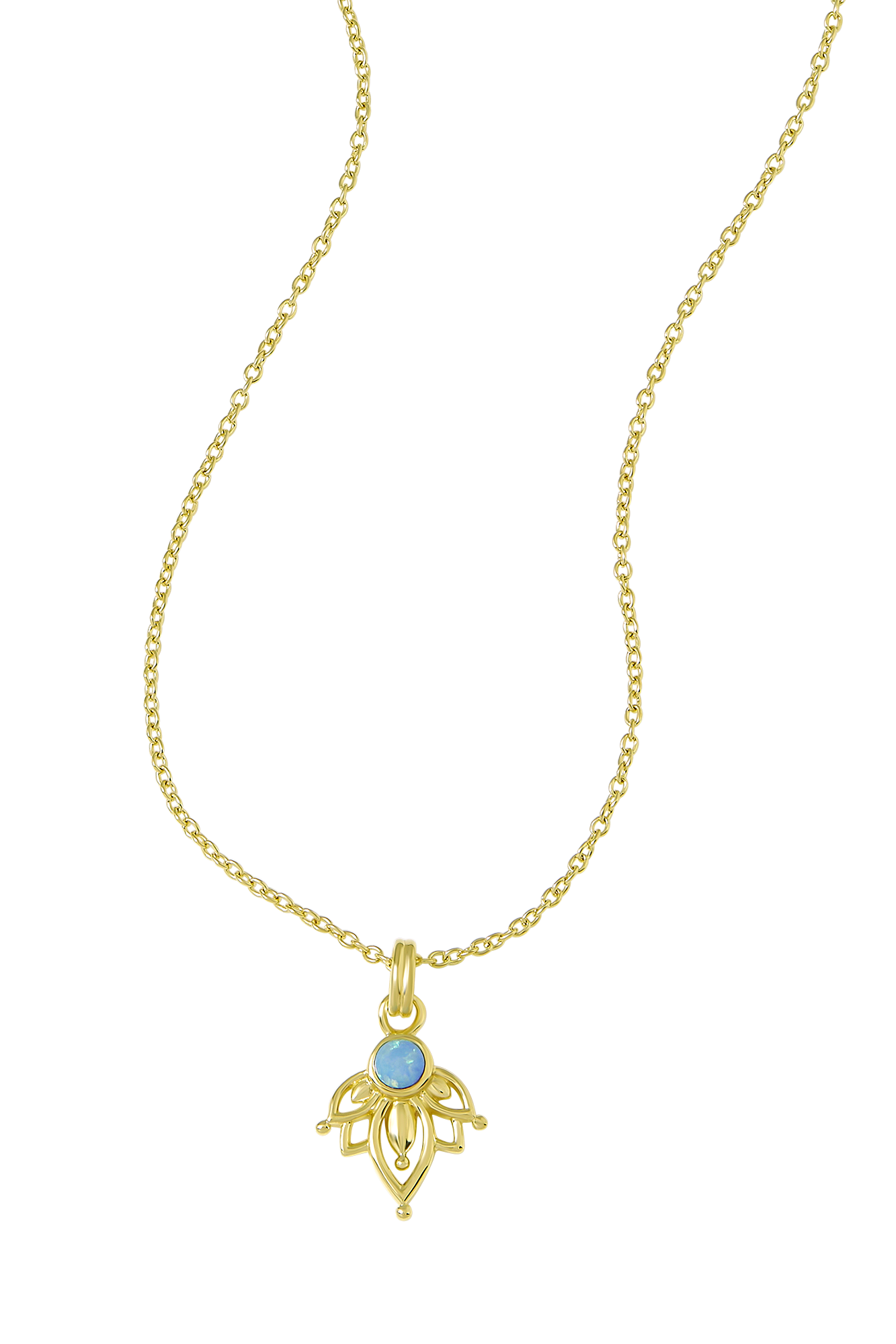 Lotus Azure Opal Necklace Gold