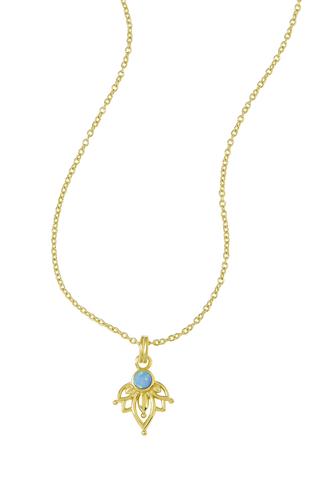 Lotus Azure Opal Necklace Gold