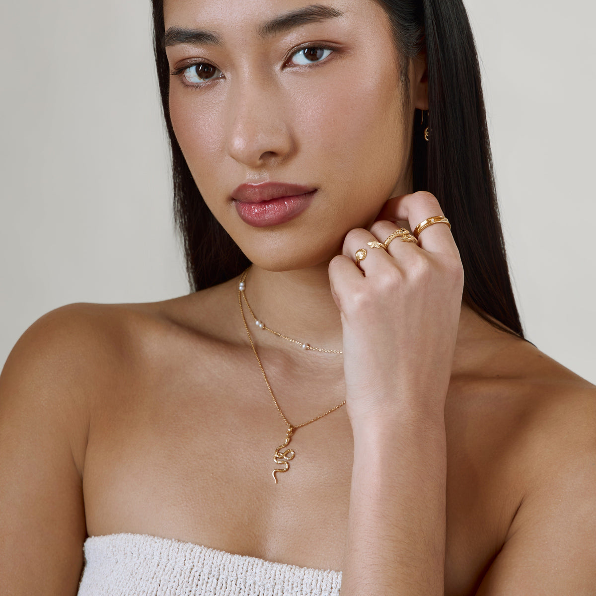 Lunara Serpent Coil Necklace Gold