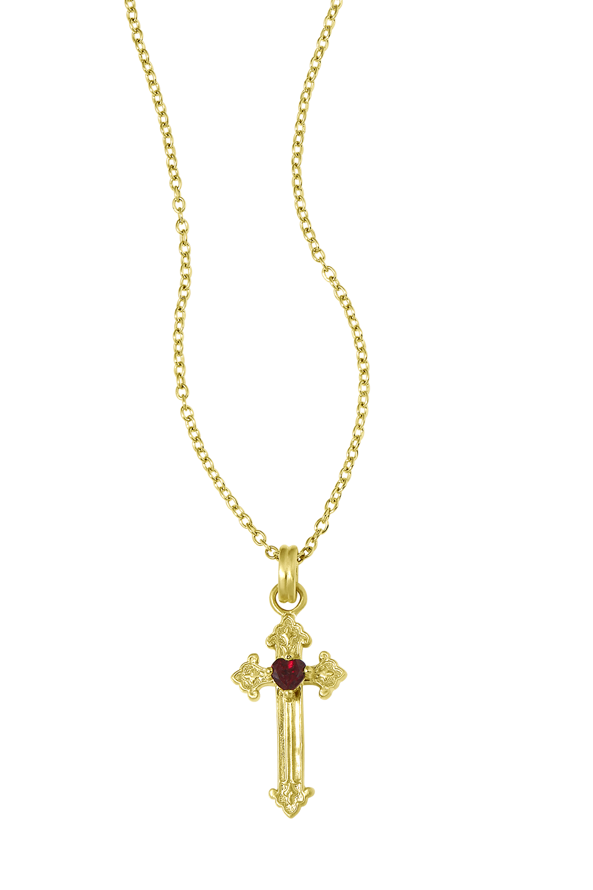 Gothic Heart Cross Gold