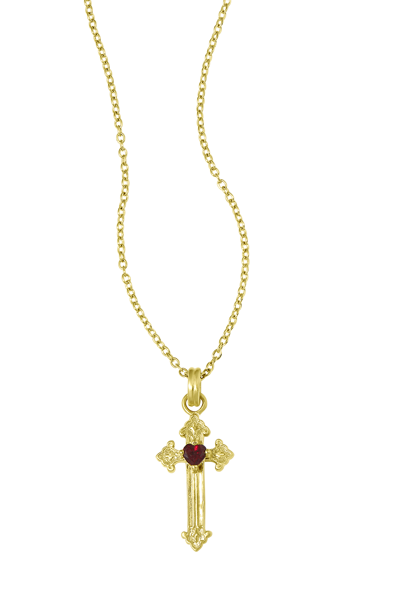 Gothic Heart Cross Gold