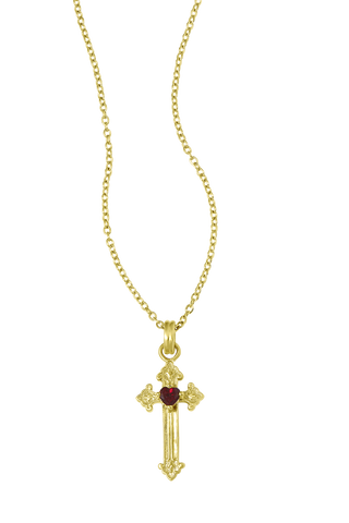 Gothic Heart Cross Gold