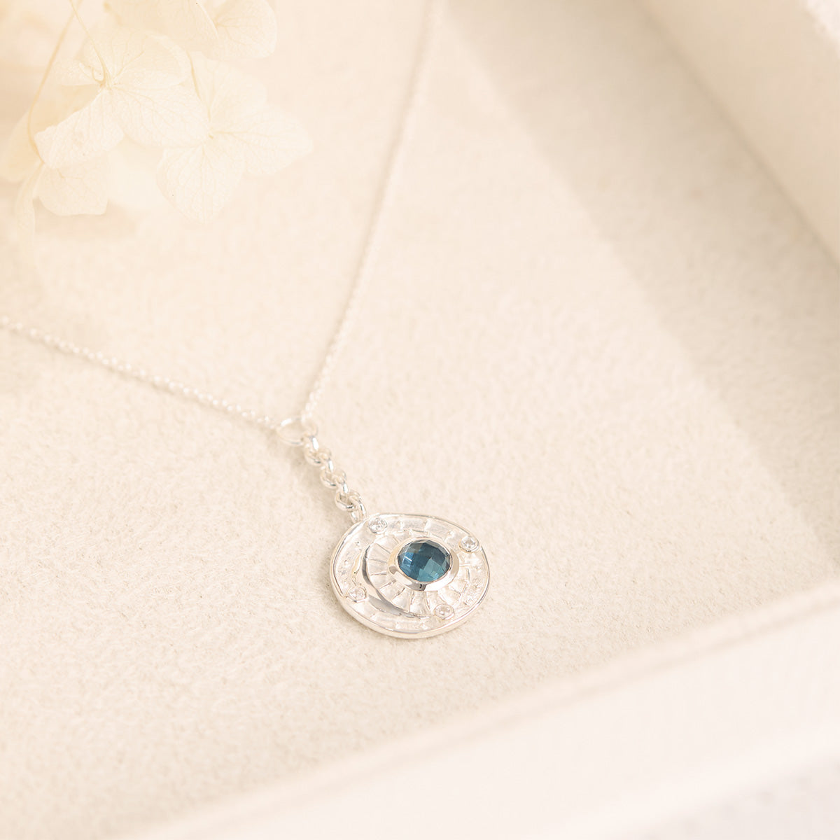 Celestial Amulet Blue Topaz Necklace