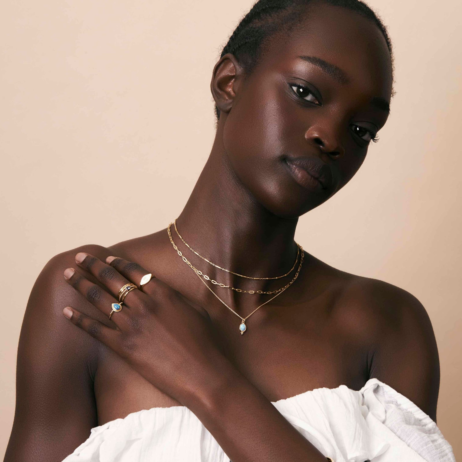 Moon Song Opal Necklace Gold